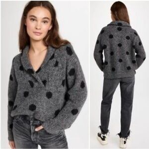 THE GREAT Polka Dot Henley Alpaca and Wool Blend Sweater Size 0